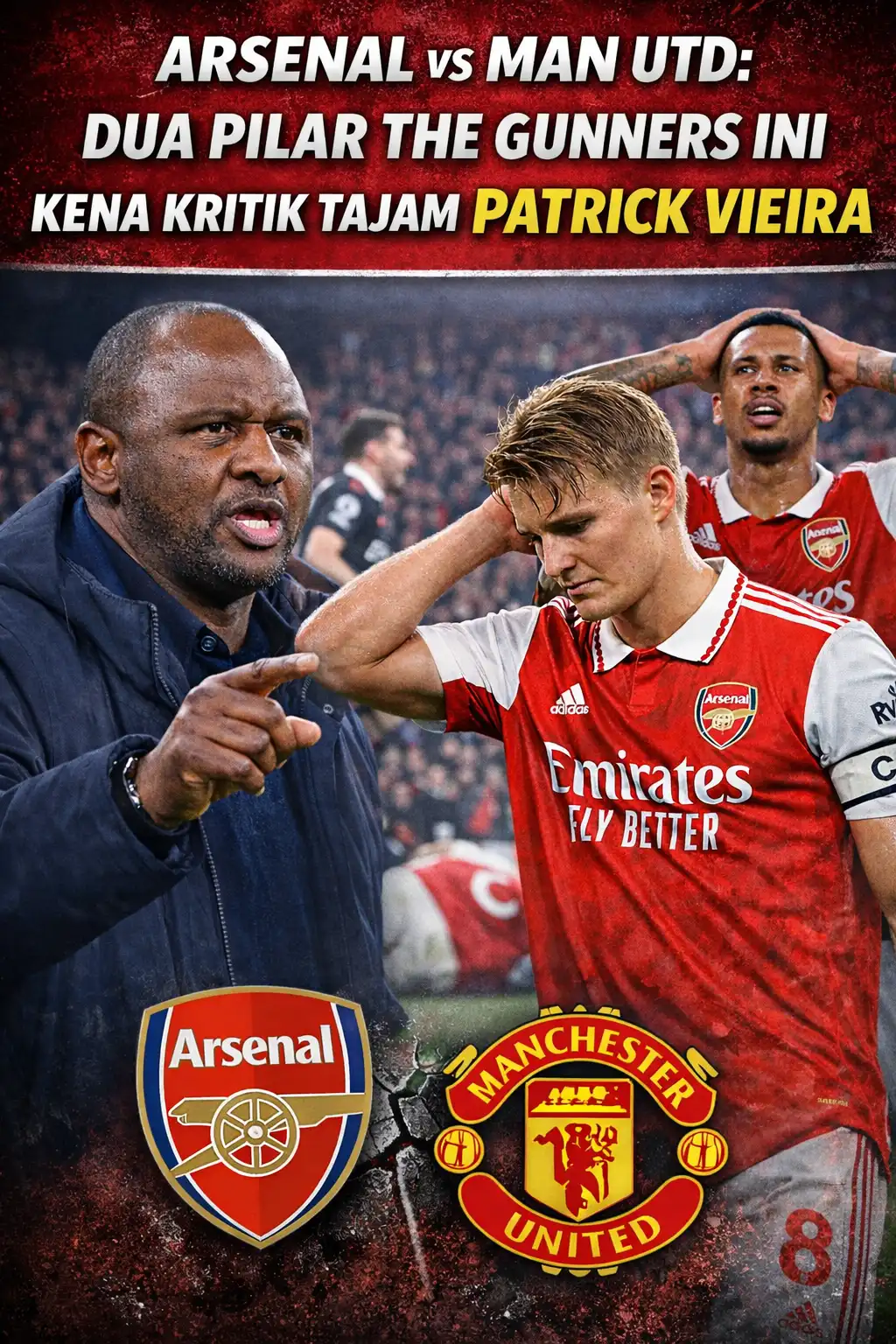 Read more about the article Arsenal vs Man Utd: Dua Pilar The Gunners Ini Kena Kritik Tajam Patrick Vieira