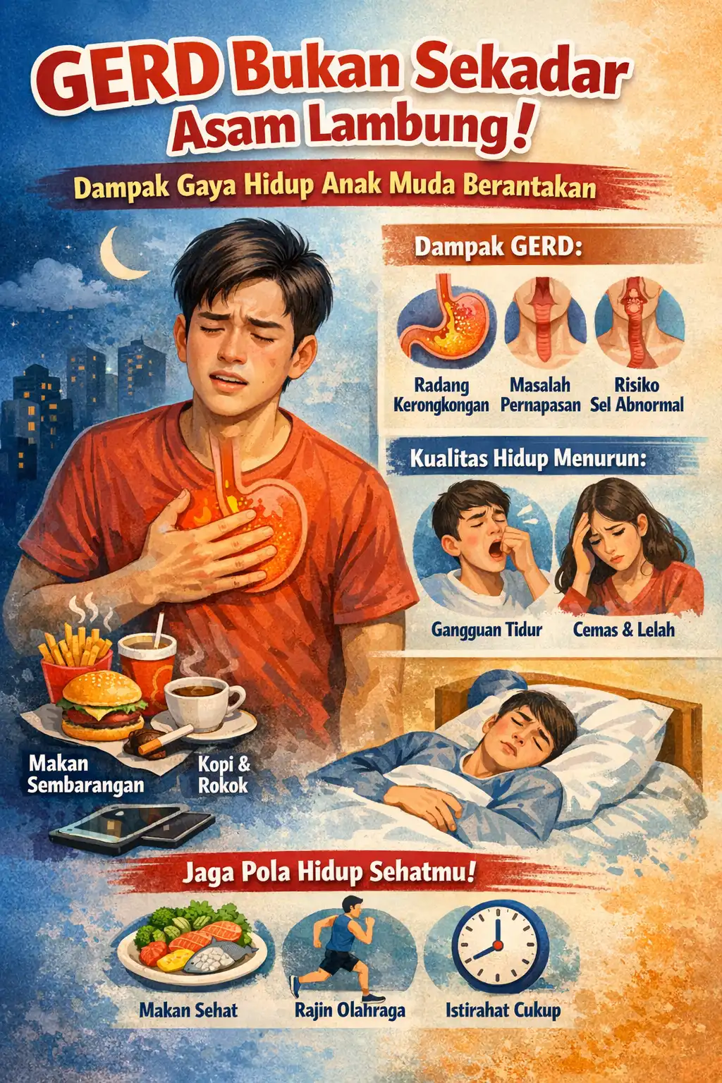 Read more about the article GERD Bukan Sekadar Asam Lambung Biasa, Ini Dampaknya jika Gaya Hidup Anak Muda Berantakan