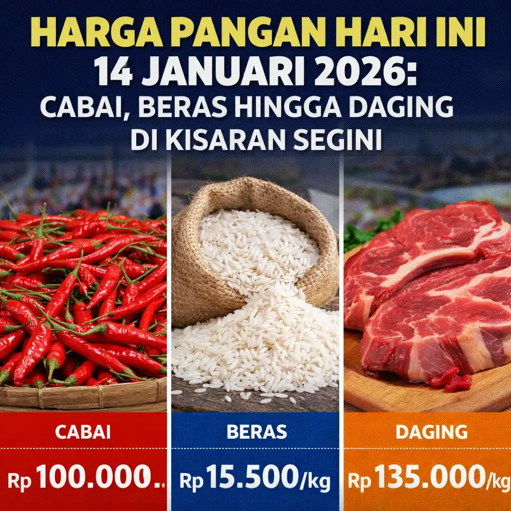 Read more about the article Harga Pangan Hari Ini 14 Januari 2026: Cabai, Beras hingga Daging di Kisaran Segini