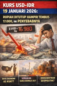 Read more about the article Kurs USD-IDR 19 Januari 2026: Rupiah Ditutup Hampir Tembus 17.000, Ini Penyebabnya