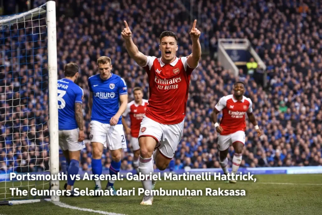 Portsmouth vs Arsenal Gabriel Martinelli Hattrick, The Gunners Selamat dari Pembunuhan Raksasa