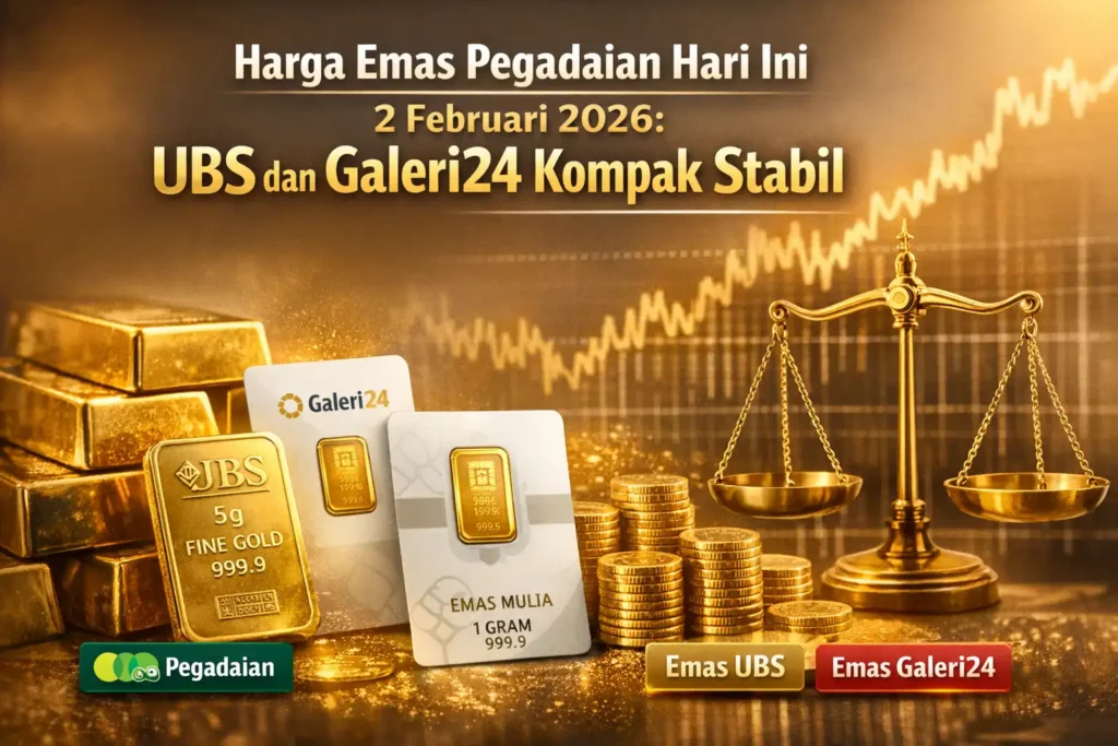 Harga Emas Pegadaian Pada Hari Ini 2 Februari 2026 UBS dan Galeri24 Kompak Stabil